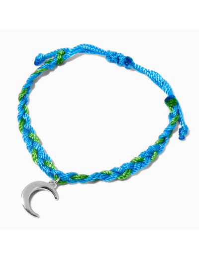 Bracelet réglable tressé lune bleu et vert