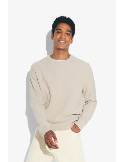 Pull col rond jeux de points - Beige