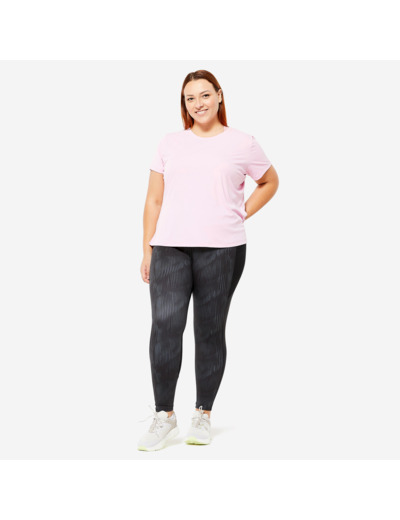 Legging avec poche Grande Taille Fitness Cardio Femme Imprimé Noir et Gris