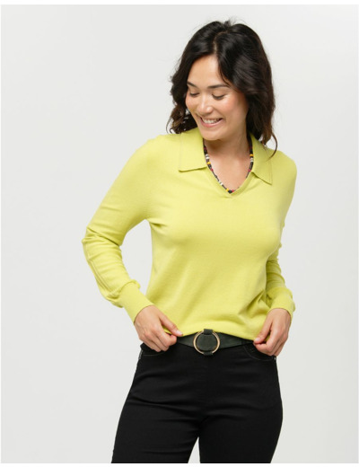 Pull vert anis col polo