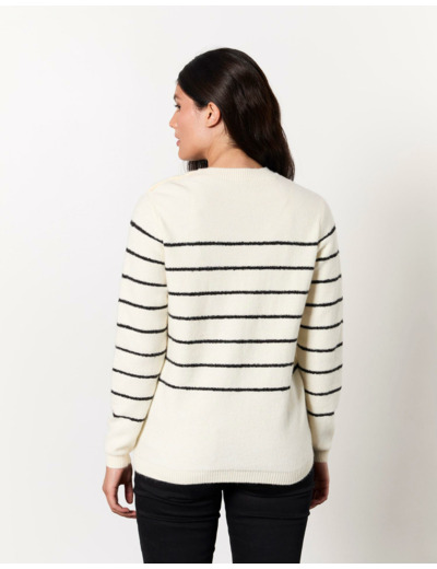 Pull marinière rayé BLANC Femme