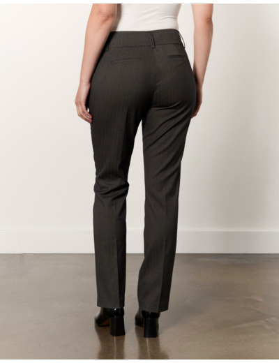 Pantalon long droit rayé GRIS Femme