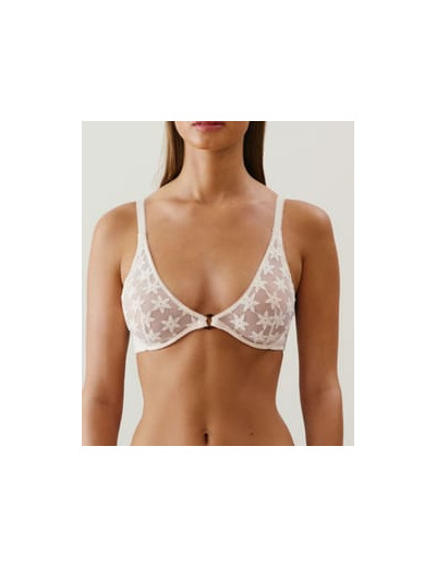 Soutien-gorge triangle avec broderies blanc