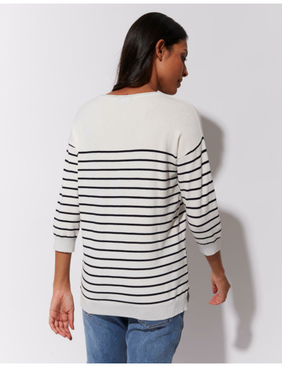 Pull marinière rayé BLANC Femme