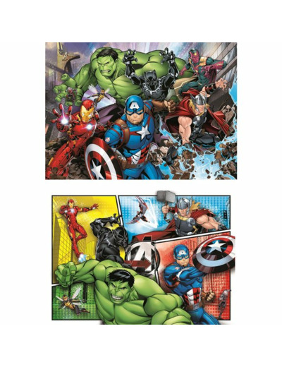 2 puzzles 60 pièces Supercolor Avengers