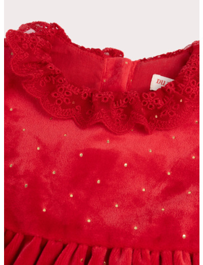 Robe rouge en velours pour bébé fille