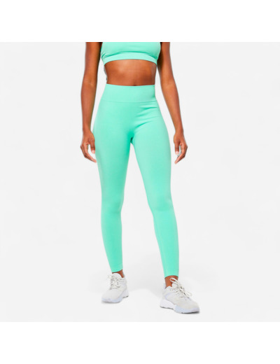 Legging de fitness taille haute femme, vert écumé