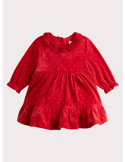 Robe rouge en velours pour bébé fille