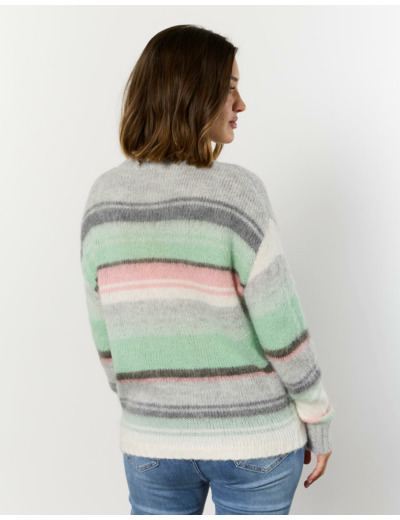 Pull épais rayé GRIS Femme