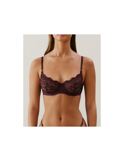 Soutien-gorge corbeille en dentelle marron