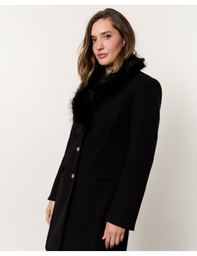 Manteau longueur genoux uni NOIR Femme