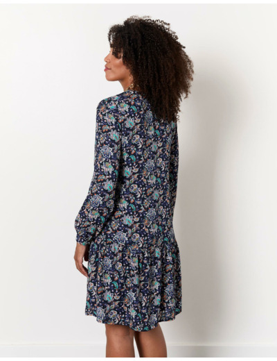 Robe courte imprimé à fleurs MARINE