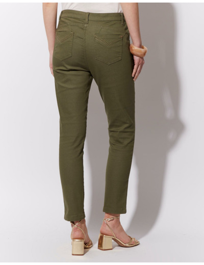 Pantalon 7/8 slim uni KAKI Femme