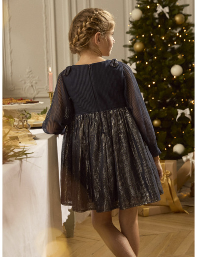 Robe marine à sequins dorés