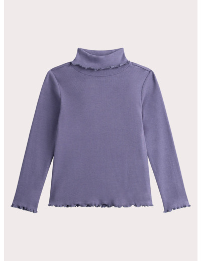 Col roulé lilas uni pour fille