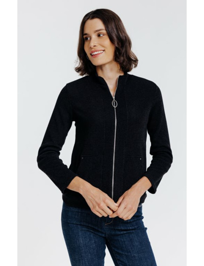 Cardigan Zippé Poches Kangourou