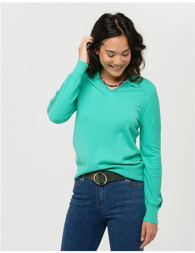 Pull vert menthe col polo