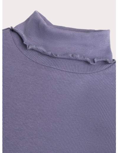 Col roulé lilas uni pour fille