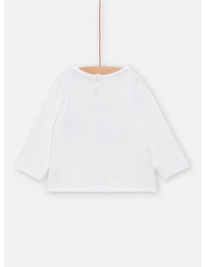 T-shirt blanc à manches longues pour bébé fille