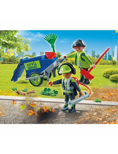 Agents entretien voirie avec équipement Playmobil City Action 71434