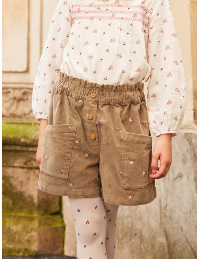 Short en velours fleuri