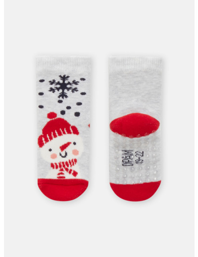 Chaussettes gris chiné noël pour bébé garçon