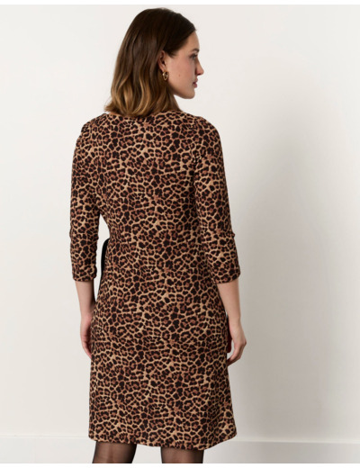 Robe courte imprimé léopard MARRON