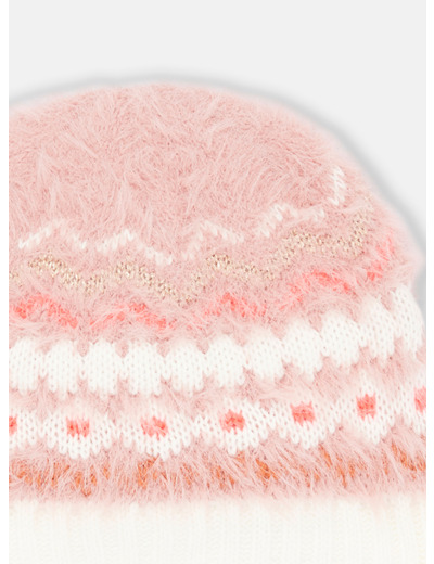 Bonnet rose à motif jacquard pour fille