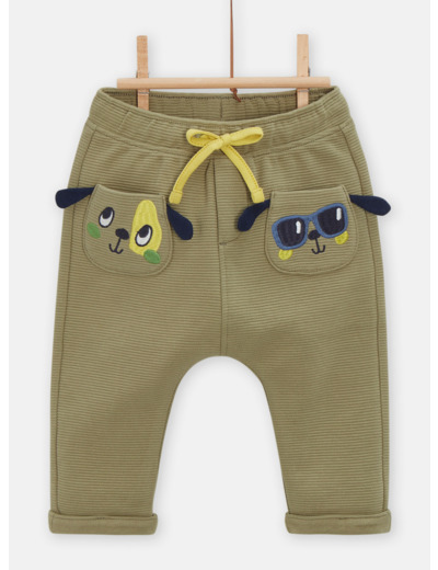 Pantalon kaki à animation chien pour bébé garçon