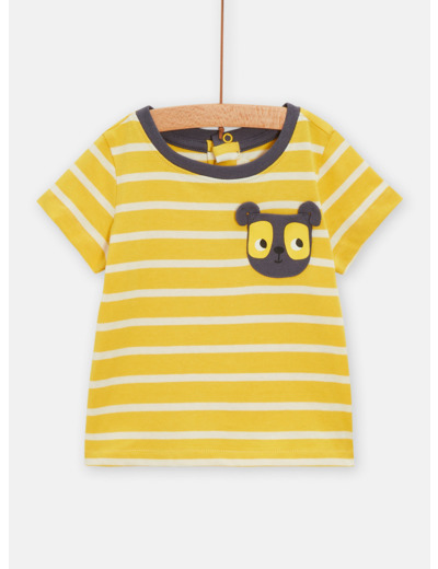 T-shirt rayé à animation chien pour bébé garçon