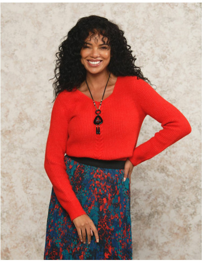 Pull mélange laine rouge