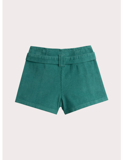 Short bleu vert en velours cotelé pour fille