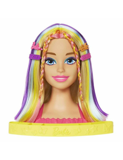 Barbie Ultra chevelure - Tête à coiffer blonde mèches arc-en-ciel