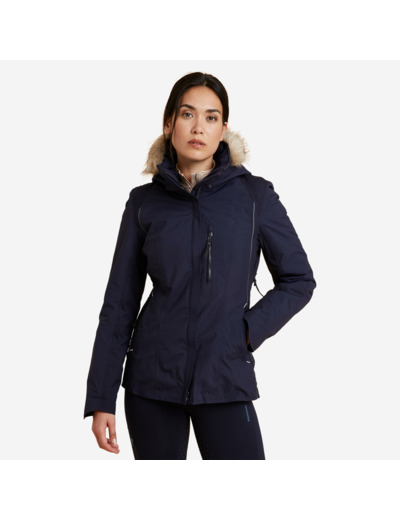 Veste équitation chaude et imperméable femme - 580 marine