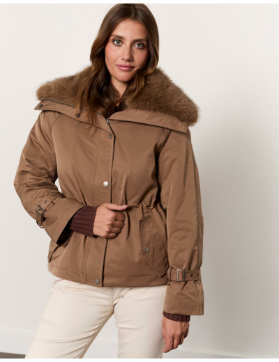 Parka courte unie TAUPE Femme