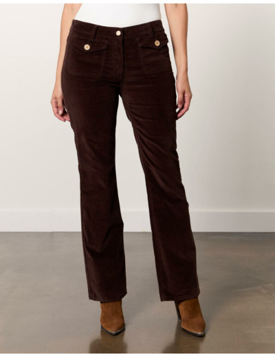 Pantalon long droit uni MARRON Femme