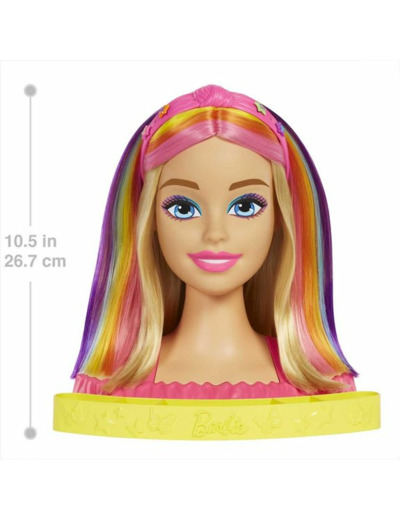 Barbie Ultra chevelure - Tête à coiffer blonde mèches arc-en-ciel