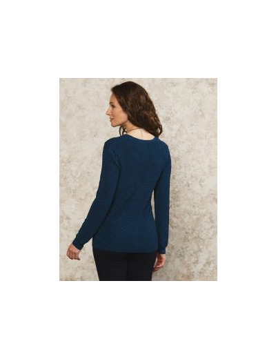 Pull bleu maille ajourée