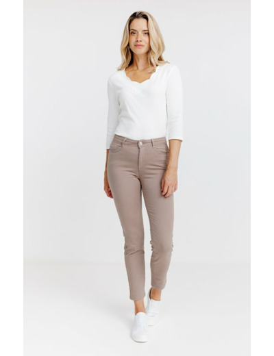 Pantalon 7/8 Brodé En Coton Viscose