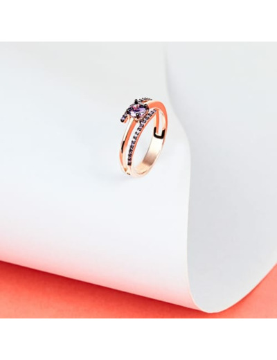 Bague CLEOR en Argent 925/1000 Rose et Oxyde Violet