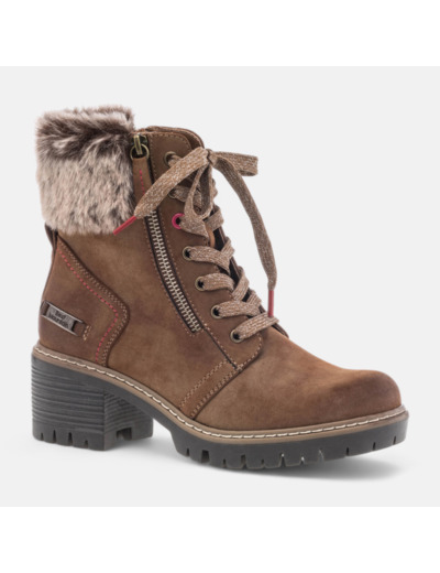 Bottines à lacets à talon Femme cognac