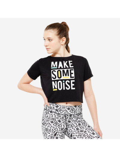 T-shirt danse modern jazz crop top fille, noir graphite