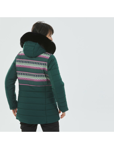 Veste de ski chaude mi-longue femme 100 - motifs