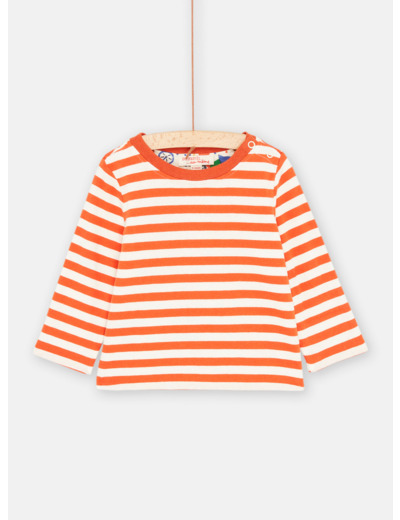 T-shirt écru et orange réversible pour bébé garçon