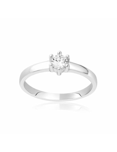 Solitaire CLEOR en Argent 925/1000 Blanc et Oxyde