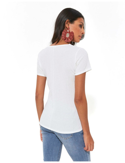 Top manches courtes uni BLANC Femme