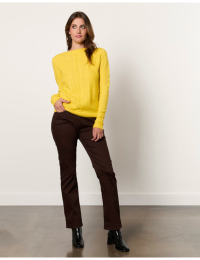 Pull épais uni JAUNE Femme