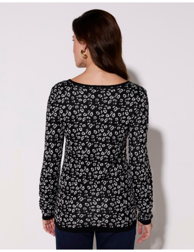 Pull fin jacquard NOIR Femme