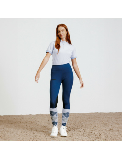 Legging équitation léger Femme - 100 bleu turquin