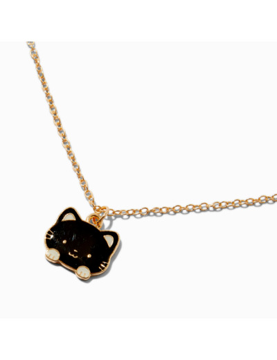 Collier à pendentif d'humeur tête de chat noir